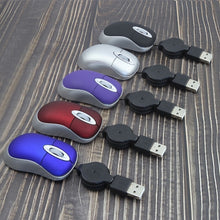 Load image into Gallery viewer, Mini Computer Mouse Retractable USB Cable Optical Ergonomic1600 DPI Portable Small Mice for Laptop