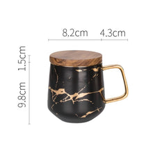 Load image into Gallery viewer, Marble Matte Gold Series Ceramic Tea Cup Coffee Mug With Wooden Lid Or Tray