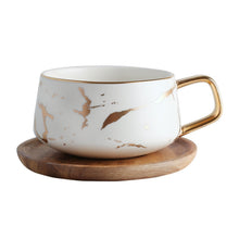 Load image into Gallery viewer, Marble Matte Gold Series Ceramic Tea Cup Coffee Mug With Wooden Lid Or Tray