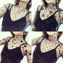 Load image into Gallery viewer, Sexy Mesh High Collar Long Sleeve Bottoming Blouse, One Size
