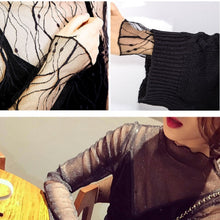 Load image into Gallery viewer, Sexy Mesh High Collar Long Sleeve Bottoming Blouse, One Size