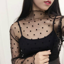 Load image into Gallery viewer, Sexy Mesh High Collar Long Sleeve Bottoming Blouse, One Size