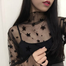 Load image into Gallery viewer, Sexy Mesh High Collar Long Sleeve Bottoming Blouse, One Size