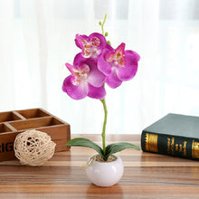 Load image into Gallery viewer, Decorative Landscaping Round Pot Three Flowers Phalaenopsis Bonsai Simulation Potted Plants