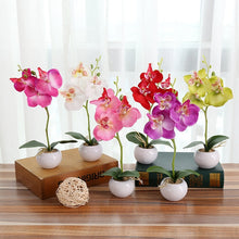 Load image into Gallery viewer, Decorative Landscaping Round Pot Three Flowers Phalaenopsis Bonsai Simulation Potted Plants