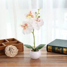 Load image into Gallery viewer, Decorative Landscaping Round Pot Three Flowers Phalaenopsis Bonsai Simulation Potted Plants