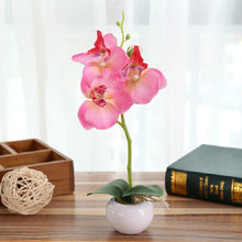 Load image into Gallery viewer, Decorative Landscaping Round Pot Three Flowers Phalaenopsis Bonsai Simulation Potted Plants