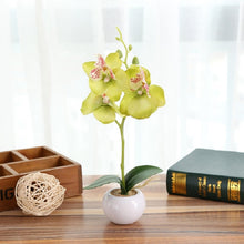 Load image into Gallery viewer, Decorative Landscaping Round Pot Three Flowers Phalaenopsis Bonsai Simulation Potted Plants