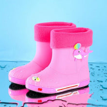Load image into Gallery viewer, Children Non-Slip Plus Velvet Warm Cartoon Short Rain Boots, Inner Length 15cm With Cotton Cover, Inner Length 16cm With Cotton Cover, Inner Length 17cm With Cotton Cover, Inner Length 18cm With Cotton Cover, Inner Length 19cm With Cotton Cover        ...