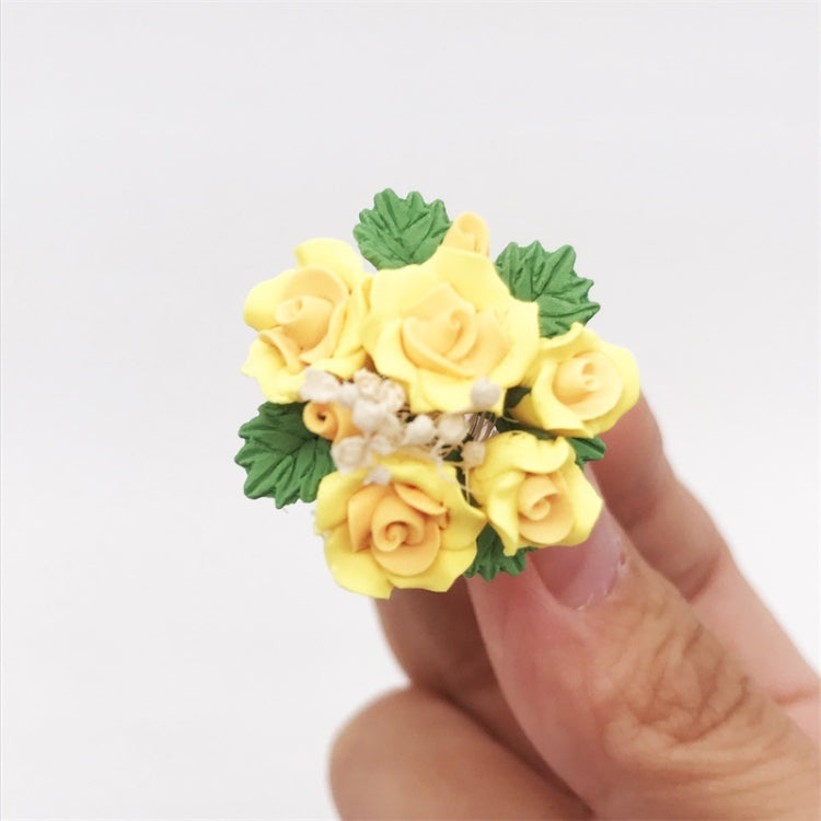 Mini Dollhouse Living Room Decoration Garden Scene Potted Roses