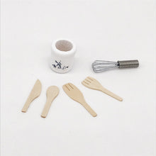 Load image into Gallery viewer, 6 PCS / Set 1:12 Mini House Toy Simulation Eggbeater Pot Fork Set Kitchen Accessories
