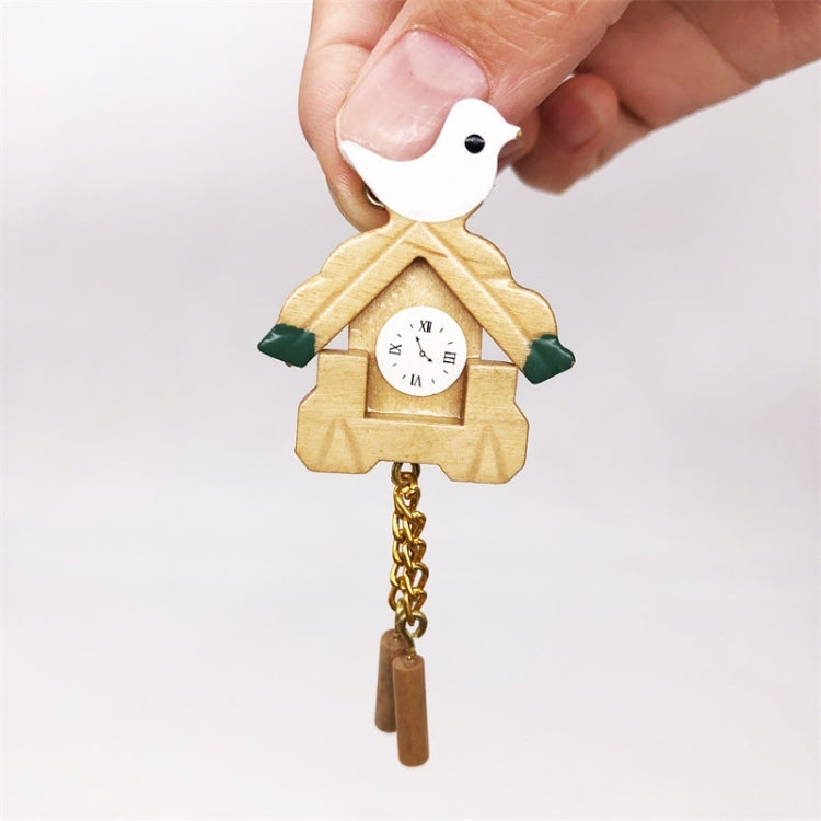 3 PCS 1:12 mini Dull House Dollhouse Wooden Wall Clock Bird Clock House Toy Simulation Clock Model