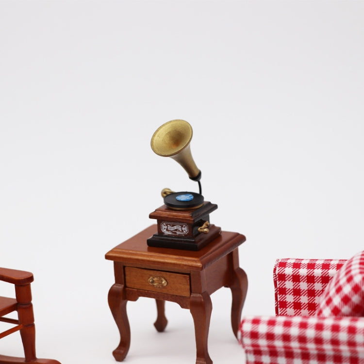 1:12 Mini House Toy Simulation Retro Gramophone with Record