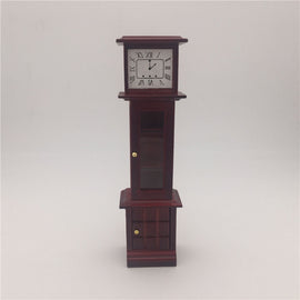 1:12 Mini House Toy Simulation Mahogany Vintage Clock