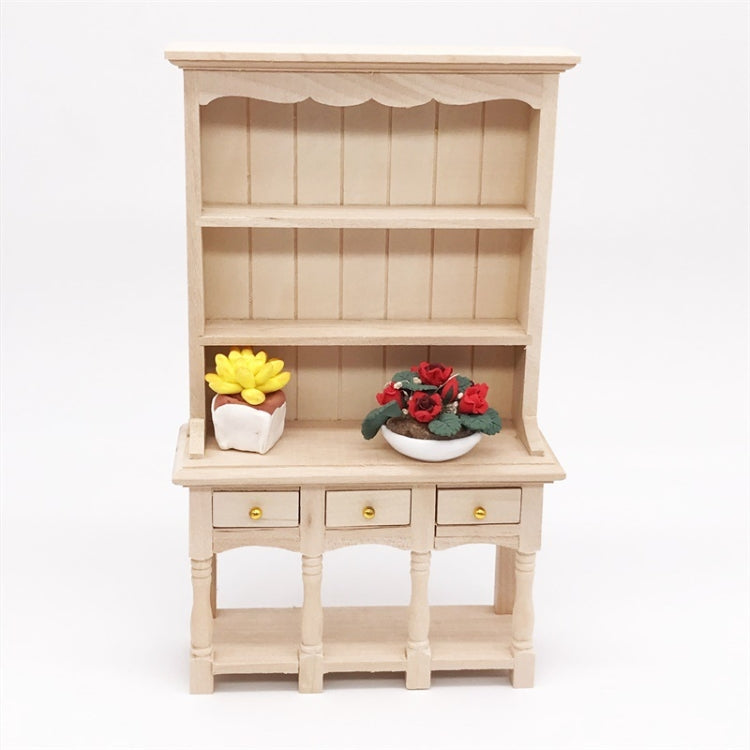 Dollhouse Furniture Miniature Study Room Decoration Wooden Bookcase Cabinet with Drawers