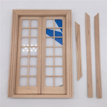 Load image into Gallery viewer, 2 PCS 1:12 Dollhouse DIY Mini Door and Window Material Simple 28 Grids Double Ppen Door