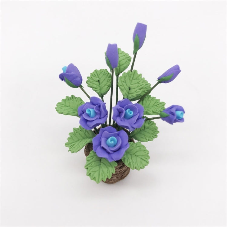 1:12 Mini House Toy Simulation Purple Rose Flowers Model Toy