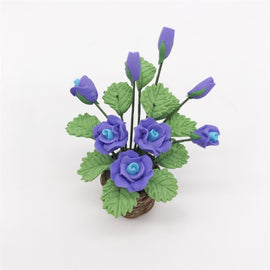 1:12 Mini House Toy Simulation Purple Rose Flowers Model Toy