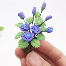 Load image into Gallery viewer, 1:12 Mini House Toy Simulation Purple Rose Flowers Model Toy