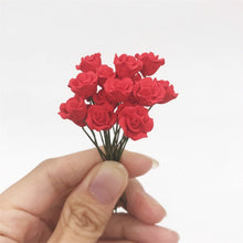 Load image into Gallery viewer, 10 PCS 1:12 Mini Doll House Garden Bedroom Scene Decoration Roses, Dark Red
