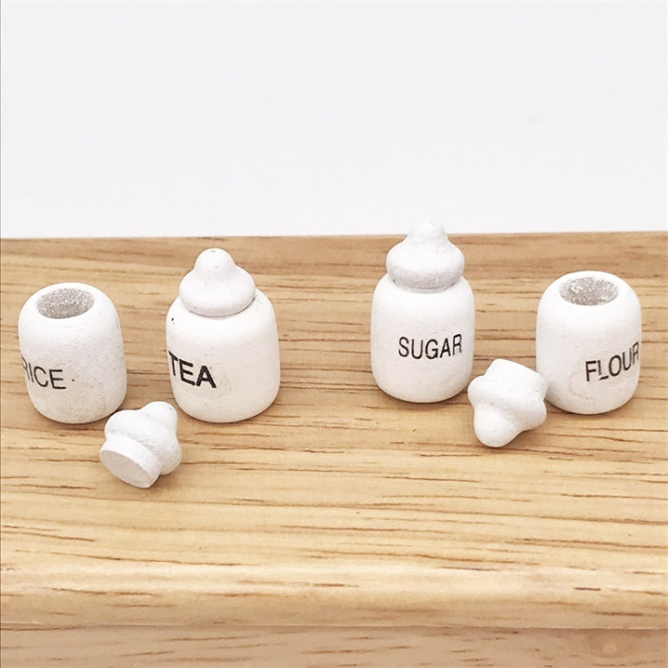 3 Sets 1:12 Mini Doll House Dollhouse Miniatures Furniture Food Play Tea Salt Jar 4 PCS / Set