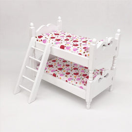 1:12 Mini House Toy Simulation Children Wooden Bunk Bed