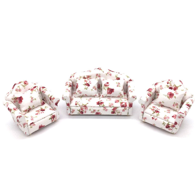 1:12 Doll House Furniture Decoration Three-piece Mimulation Sofa