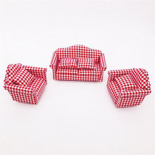 Load image into Gallery viewer, 1:12 Doll House Furniture Decoration Three-piece Mimulation Sofa