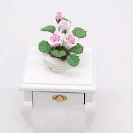 1:12 Mini House Toy Pocket Ornaments Simulation Potted Plant Rose
