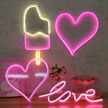 Load image into Gallery viewer, LED Acrylic Transparent Back Panel Neon Light Holiday Decoration Lamp, Cactus, Love, Popsicle, Banana