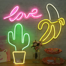 Load image into Gallery viewer, LED Acrylic Transparent Back Panel Neon Light Holiday Decoration Lamp, Cactus, Love, Popsicle, Banana