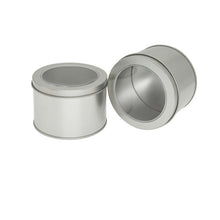 Load image into Gallery viewer, Deep Round Skylight Transparent Window Top Cover Tin Box Food Tea Can Baking Cake Box, 9cm x 9cm x 6cm