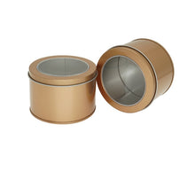 Load image into Gallery viewer, Deep Round Skylight Transparent Window Top Cover Tin Box Food Tea Can Baking Cake Box, 9cm x 9cm x 6cm