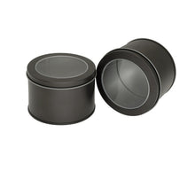 Load image into Gallery viewer, Deep Round Skylight Transparent Window Top Cover Tin Box Food Tea Can Baking Cake Box, 9cm x 9cm x 6cm