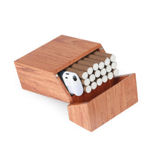 Load image into Gallery viewer, Creative Wooden Cigarette Case Magnet Adsorption Clamshell Cigarette Case, Black, Carbonized Bamboo, Rosewood, Cherry Wood