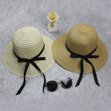 Load image into Gallery viewer, Grass Woven Wide-brimmed Foldable Hat Beach Sun Hat with bow for Women