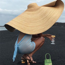 Load image into Gallery viewer, Oversized Fashion Straw Weaving Beach Sunshade Hat, Suitable for Head Circumference: 58-62cm