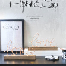 Load image into Gallery viewer, LED Little Night Light Bedroom Bedside Wrought Iron Wooden Home Decoration Birthday Gift, Letter Love, Letter Home