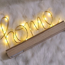 Load image into Gallery viewer, LED Little Night Light Bedroom Bedside Wrought Iron Wooden Home Decoration Birthday Gift, Letter Love, Letter Home