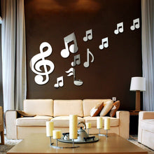 Load image into Gallery viewer, 3D Musical Notes Acrylic Mirrors Wall Sticker Home Decor Living Room Wall Decoration Art DIY Wall Stickers