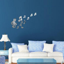 Load image into Gallery viewer, 3D Musical Notes Acrylic Mirrors Wall Sticker Home Decor Living Room Wall Decoration Art DIY Wall Stickers