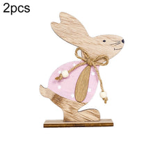 Load image into Gallery viewer, 2 PCS Creative Easter Home Wooden Rabbit Decorative Ornaments, Powdered Flower, White Fower, White Spotted