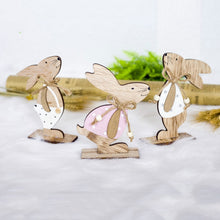 Load image into Gallery viewer, 2 PCS Creative Easter Home Wooden Rabbit Decorative Ornaments, Powdered Flower, White Fower, White Spotted