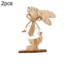 Load image into Gallery viewer, 2 PCS Creative Easter Home Wooden Rabbit Decorative Ornaments, Powdered Flower, White Fower, White Spotted