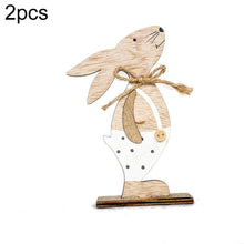 Load image into Gallery viewer, 2 PCS Creative Easter Home Wooden Rabbit Decorative Ornaments, Powdered Flower, White Fower, White Spotted