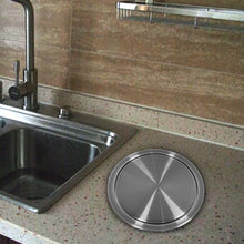Load image into Gallery viewer, Embedded Type Stainless Steel Swing Cover Flip Kitchen Countertop Trash Can Lid  Cap, Round Drawing 20cm Diameter, Round  Mirror 24.5cm Diameter, Square 16.2x22.7cm