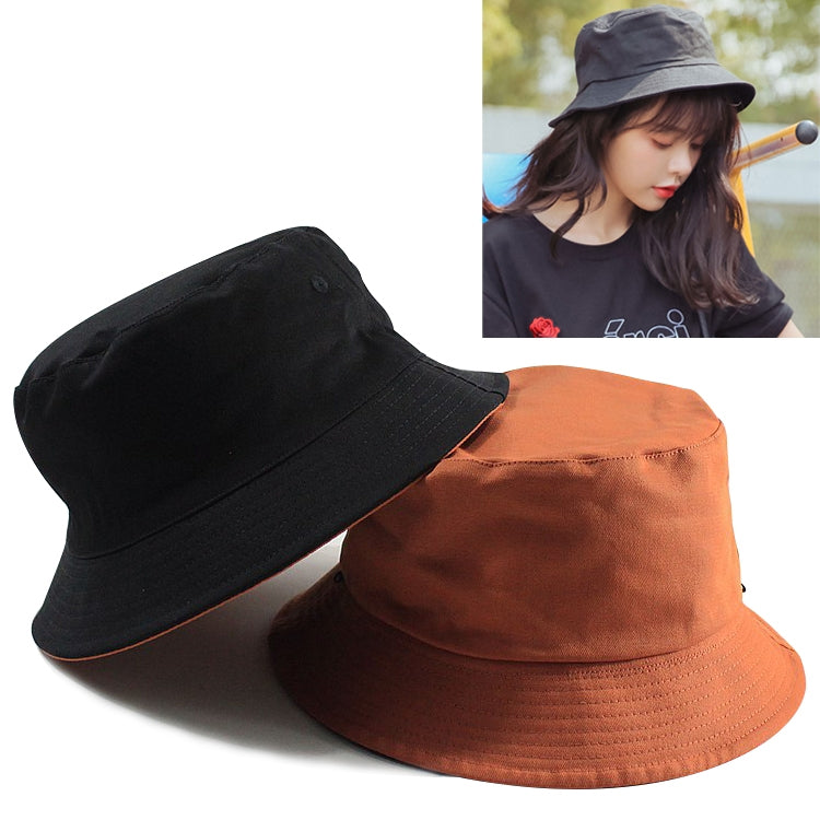 Solid Color Cotton Double-sided Wearable Fisherman Hat for Women