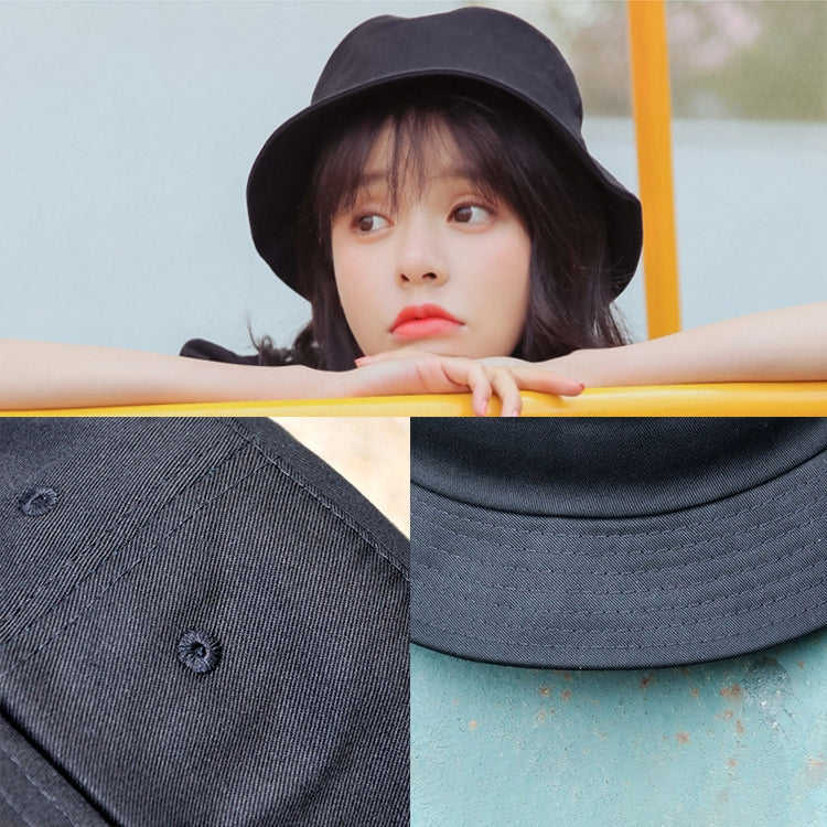 Solid Color Cotton Double-sided Wearable Fisherman Hat for Women