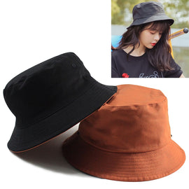 Solid Color Cotton Double-sided Wearable Fisherman Hat for Women