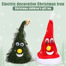 Load image into Gallery viewer, 6 inch Electric Cap Christmas Swing Tree Hat Christmas Ornaments Props, Shake Cap with Music, Shake Cap with Pentagram Light, Swing Tree with Bell, Swing Tree with Pentagram Light